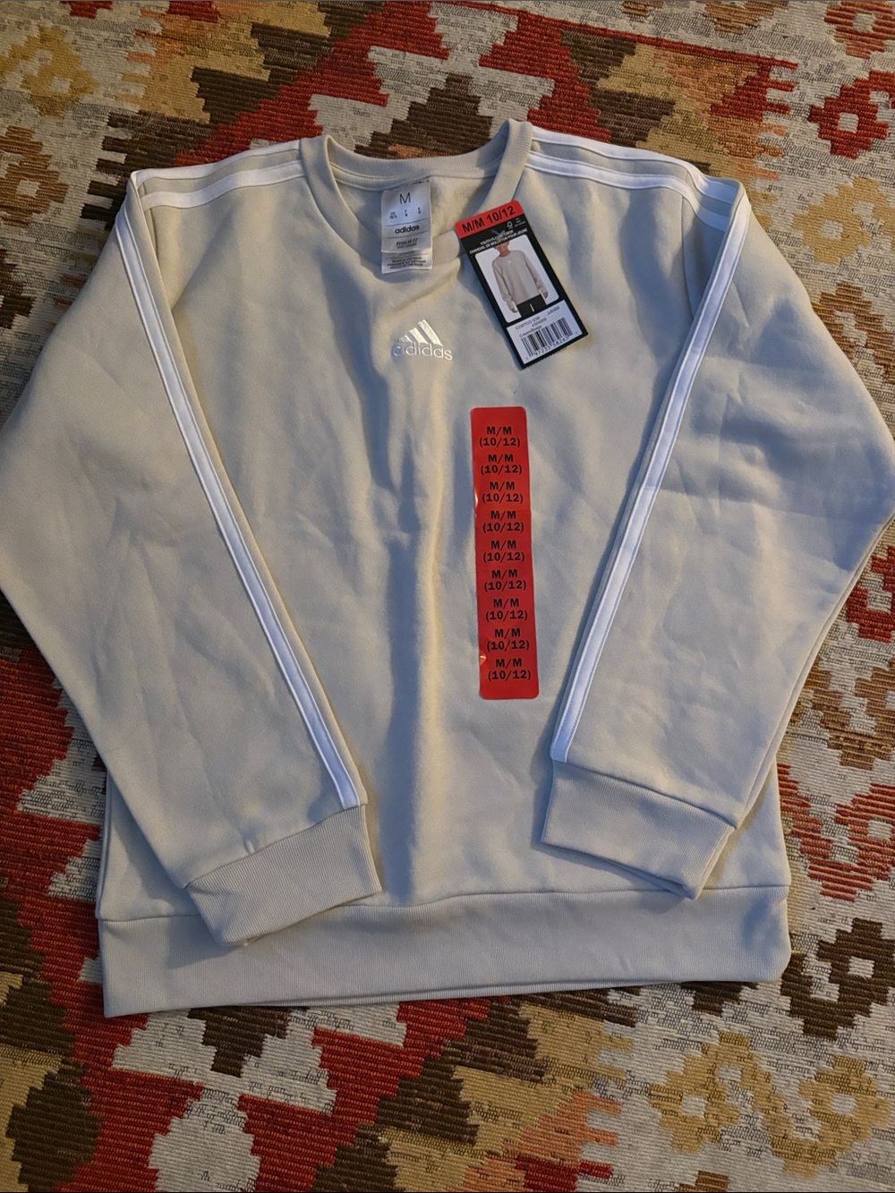 adidas Kids White Crewneck Sweatshirt
